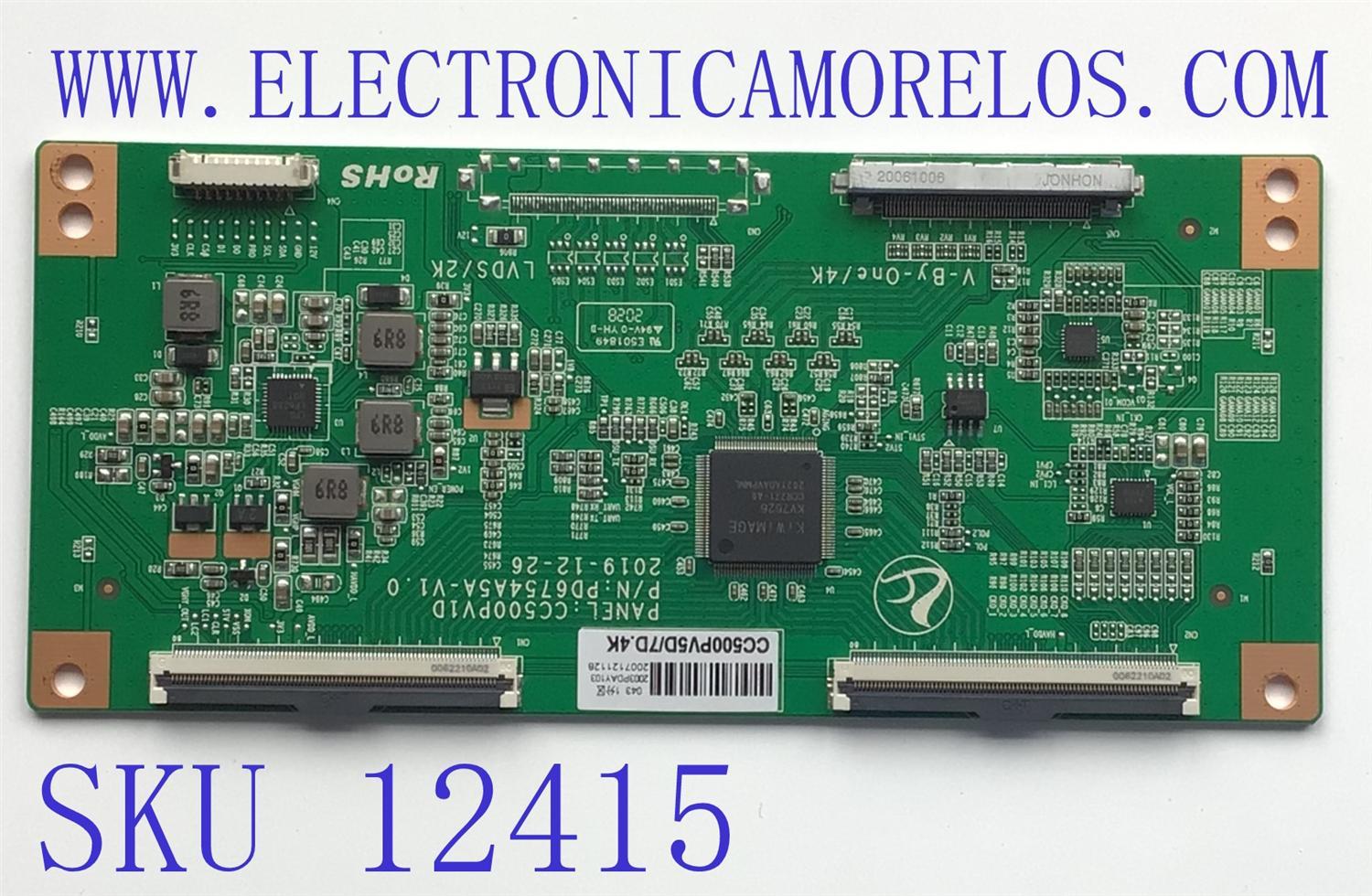 T-CON PARA TV SCEPTRE / NUMERO DE PARTE CC500PV5D/7D.4K / PD6754A5A-V1.0 / CC500PV1D / 2007121128 / 2003PDAY103 / DISPLAY CC500PV7D VER.02 / MODELO W50 PSTV58GA